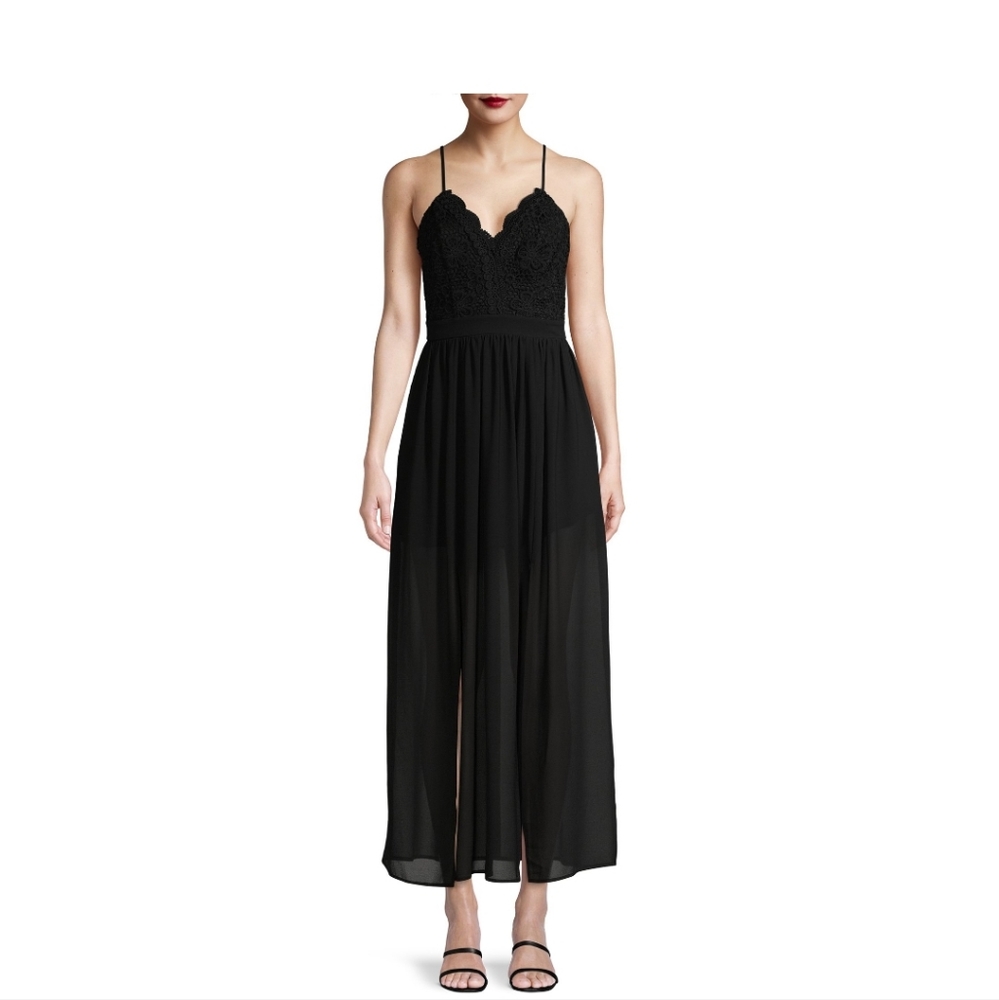 No Boundaries Crochet Maxi Dress Black size small